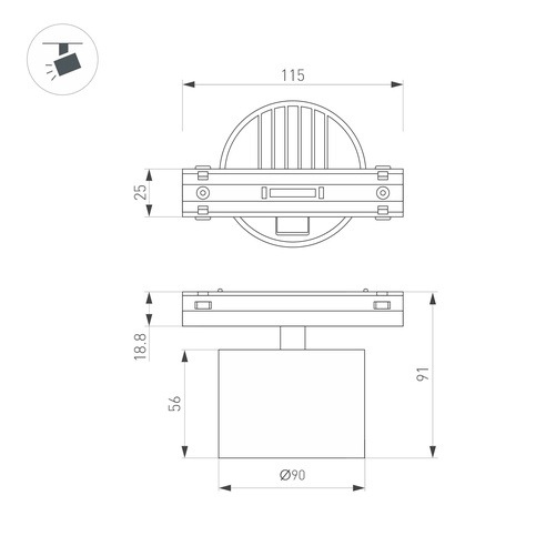 Светильник MAG-VIBE-RONDO-R90-10W Day4000 (WH, 110 deg, 48V) (Arlight, IP20 Металл, 5 лет)