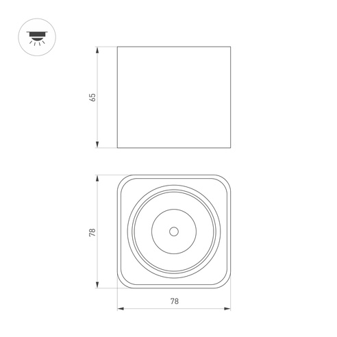 Светильник SP-DICE-S78x78-10W Warm3000 (WH, 24 deg, 230V) (Arlight, IP54 Металл, 5 лет)