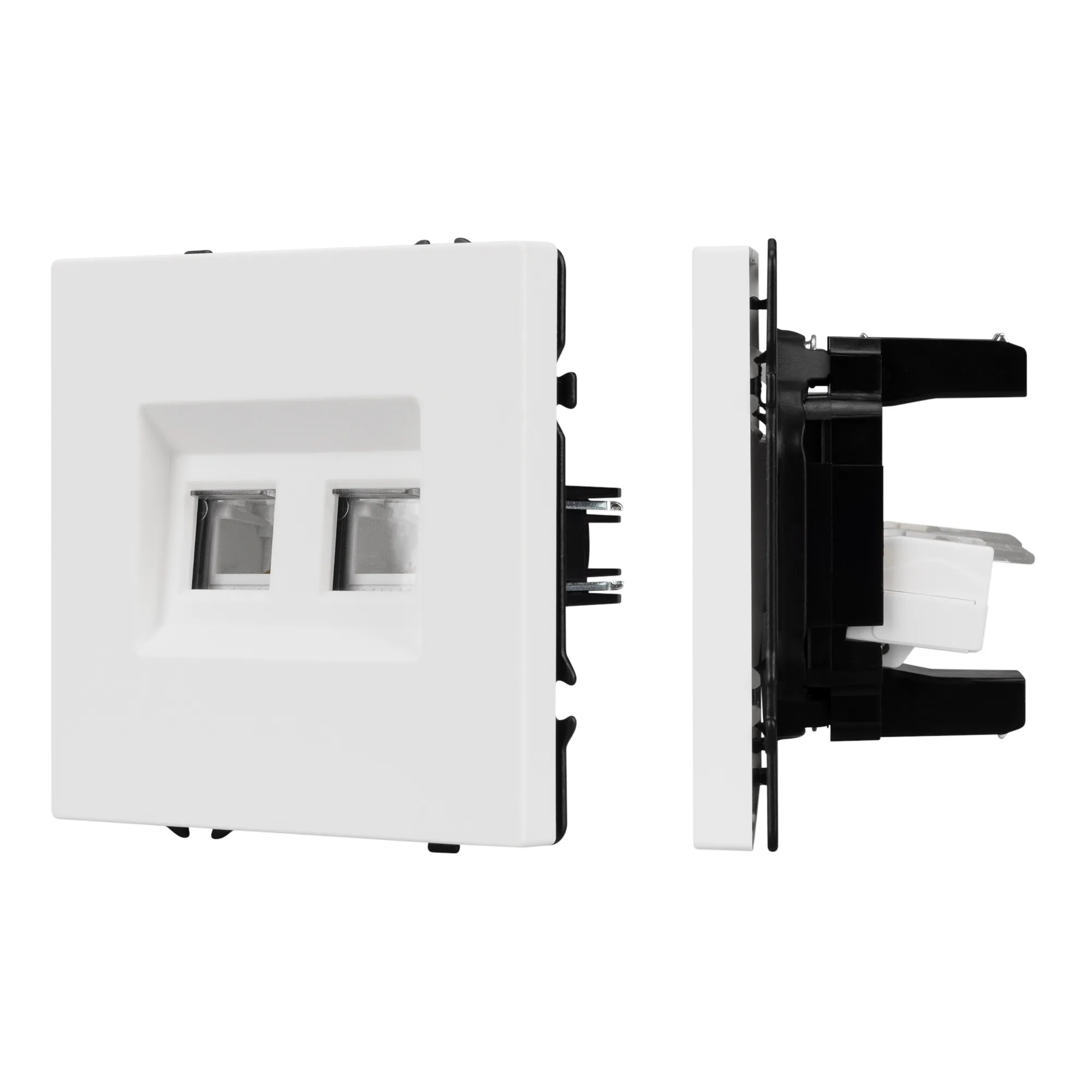 Механизм сдвоенной телефонной розетки SCT-NOBE-MTL2-SFPL-WH (RJ-11, 4C) (Arlight, Белый кварц) - изображение товара