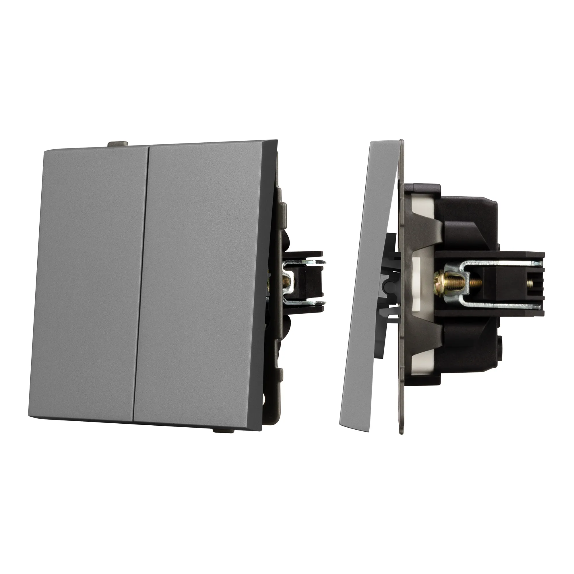 Механизм выключателя двухклавишный проходной SWT-TENDO-MKP2-PL-GR (230V, 10A) (Arlight, -) - изображение товара