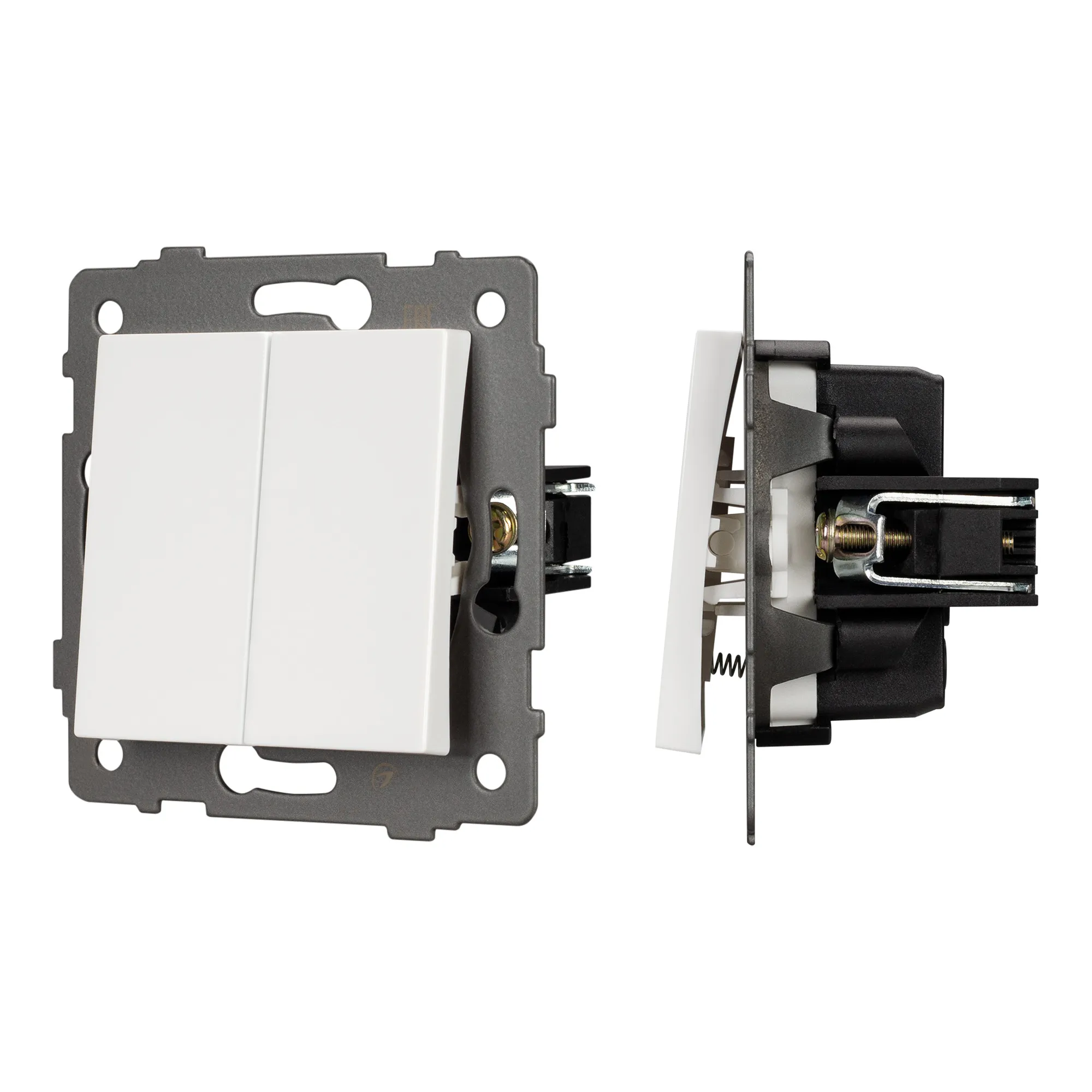 Механизм выключателя двухклавишный самовозвратный SWT-MKR2-PL-WH-V (250V, 10A) (Arlight, -) - изображение товара